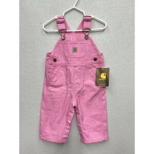 NWT Carhartt Girls Loose Fit Bib Canvas Overall Rose Bloom Pink (6M) 6 Month
